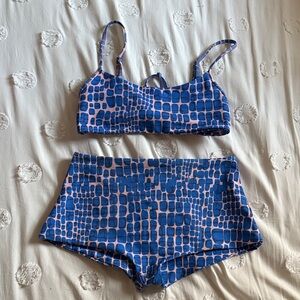 Skatie Blue and Pink Patterned Bikini Set